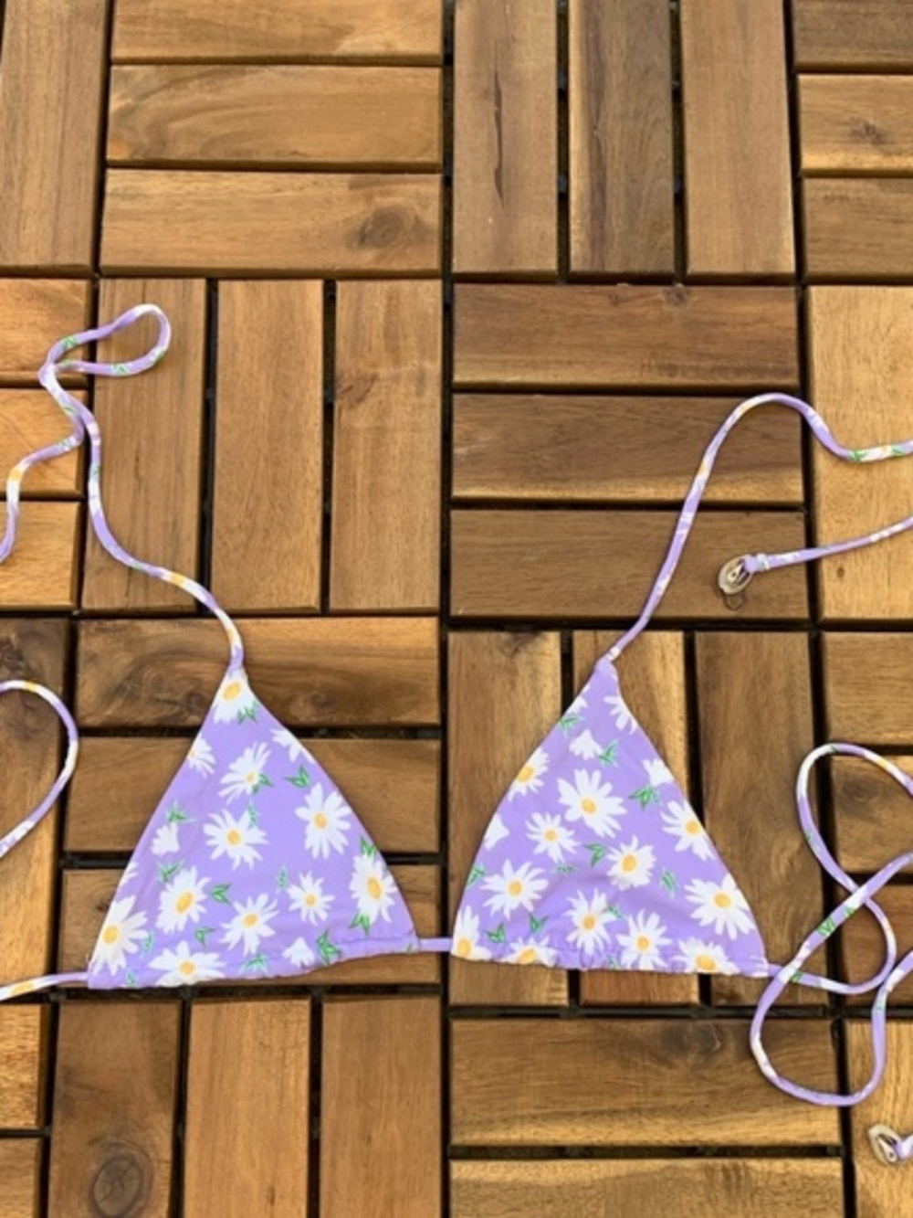 Kasakai Swim Crazy Daisy Lilac Riley Bikini Top Size M Purple Floral Swim Top